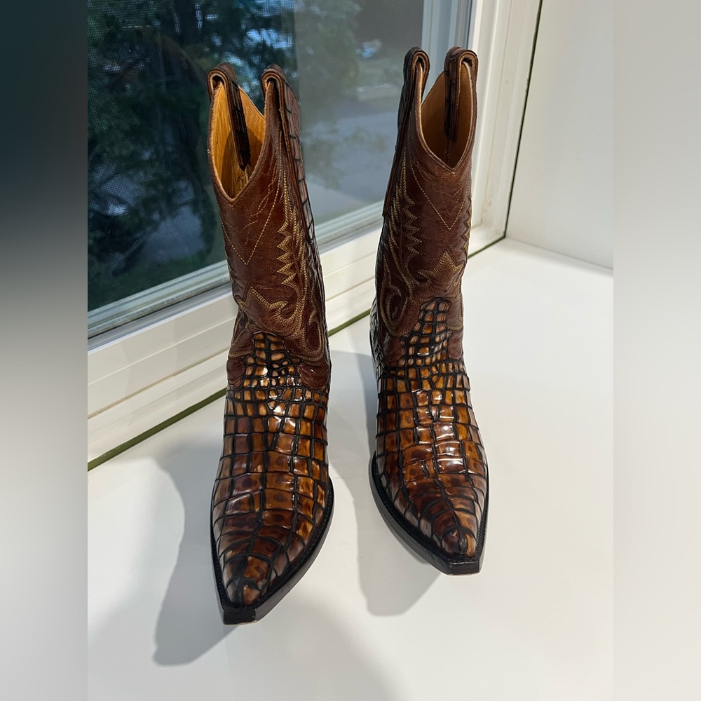 Old Gringo Aladin Brown and Tan Cowboy Boots 7 fits 6.5 - Picture 3 of 12